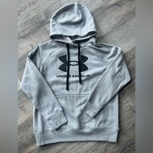 Under Armour Womens Rival Fleece Logo Hoodie Steel Medium Heather Sz MD - NWT